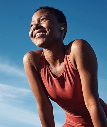 Lady smiles after running
