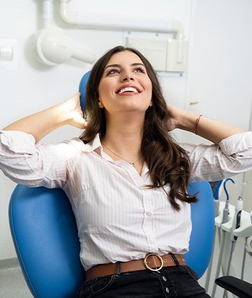 Frisco patient at dental implant checkup